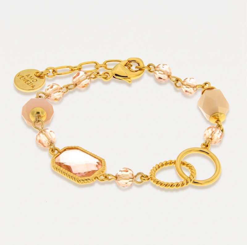 Bracciale in Metallo con cristalli rosa - BYSIMON gioielli