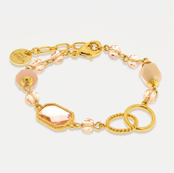 Bracciale in Metallo con cristalli rosa - BYSIMON gioielli