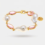 Bracciale in Metallo con cristalli rosa e perle - BYSIMON gioielli