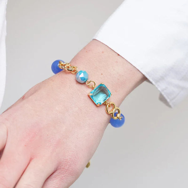 Bracciale in Metallo con cristalli blu - BYSIMON gioielli