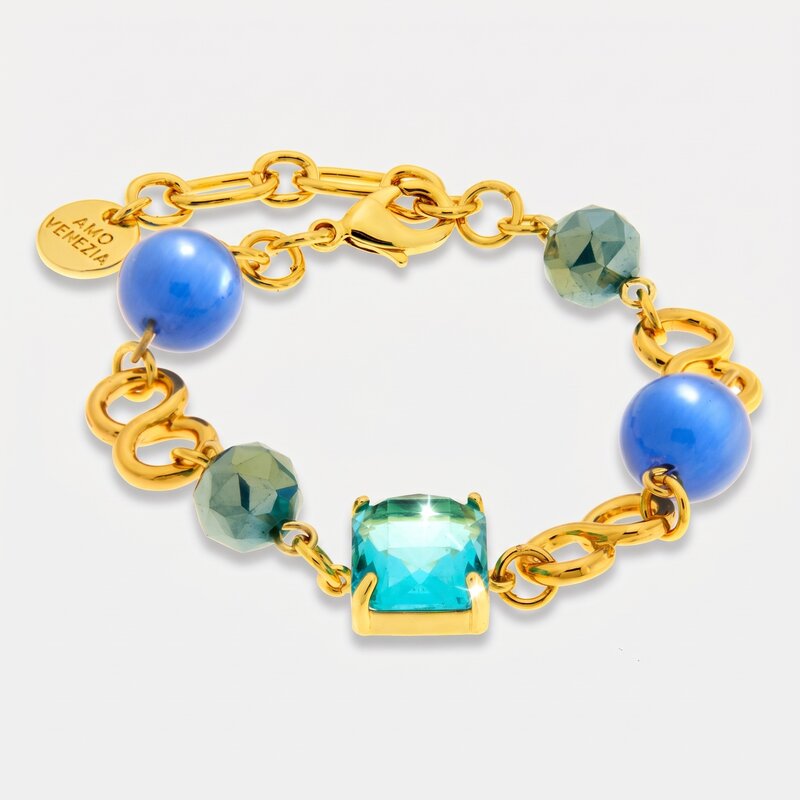 Bracciale in Metallo con cristalli blu - BYSIMON gioielli