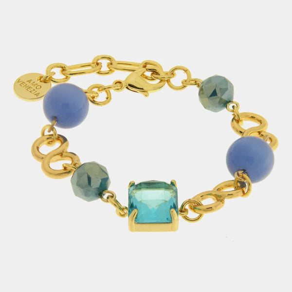 Bracciale in Metallo con cristalli blu - BYSIMON gioielli