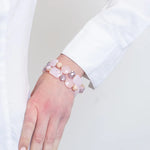 Bracciale in Metallo multifilo con cristalli rosa ispirati al vetro di Murano - BYSIMON gioielli