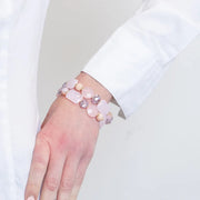 Bracciale in Metallo multifilo con cristalli rosa ispirati al vetro di Murano