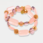 Bracciale in Metallo multifilo con cristalli rosa ispirati al vetro di Murano - BYSIMON gioielli