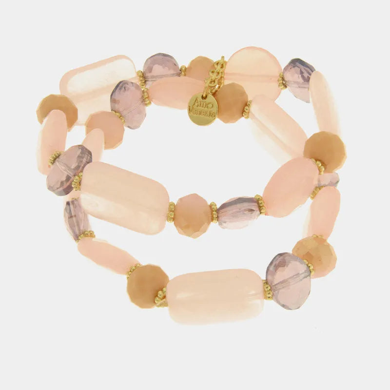 Bracciale in Metallo multifilo con cristalli rosa ispirati al vetro di Murano - BYSIMON gioielli