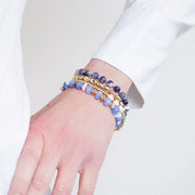 Bracciale in Metallo multifilo con cristalli blu ispirati al vetro di Murano