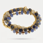 Bracciale in Metallo multifilo con cristalli blu ispirati all'art glass - BYSIMON gioielli