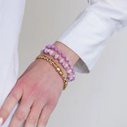 Bracciale in Metallo multifilo con cristalli rosa ispirati al vetro di Murano