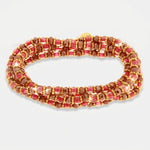 Bracciale in Metallo multifilo con cristalli arancio ispirati all'art glass - BYSIMON gioielli