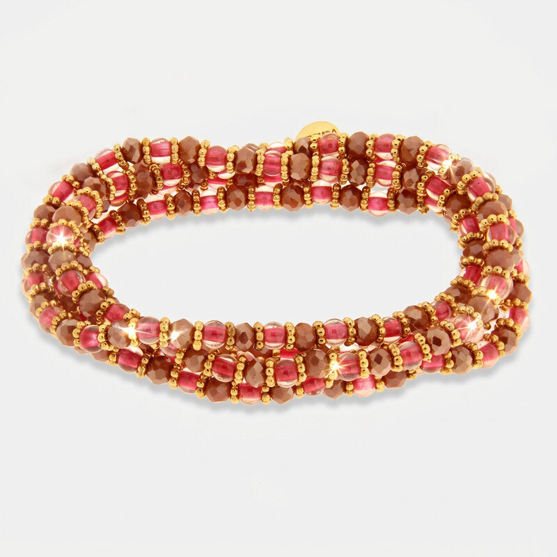 Bracciale in Metallo multifilo con cristalli arancio ispirati all'art glass - BYSIMON gioielli