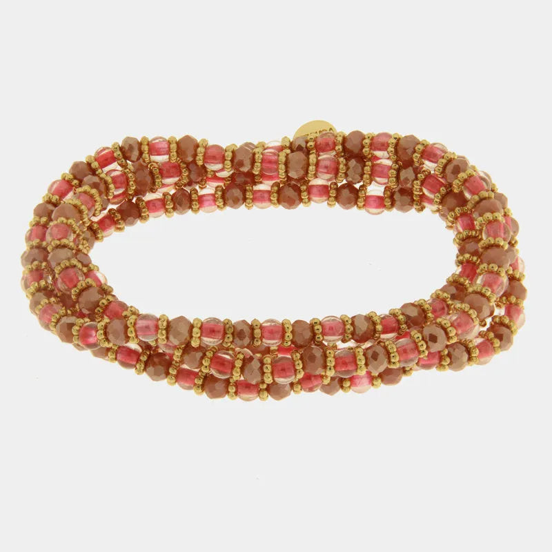 Bracciale in Metallo multifilo con cristalli arancio ispirati al vetro di Murano
