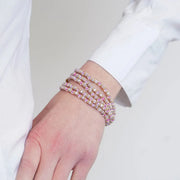 Bracciale in Metallo multifilo con cristalli rosa ispirati al vetro di Murano