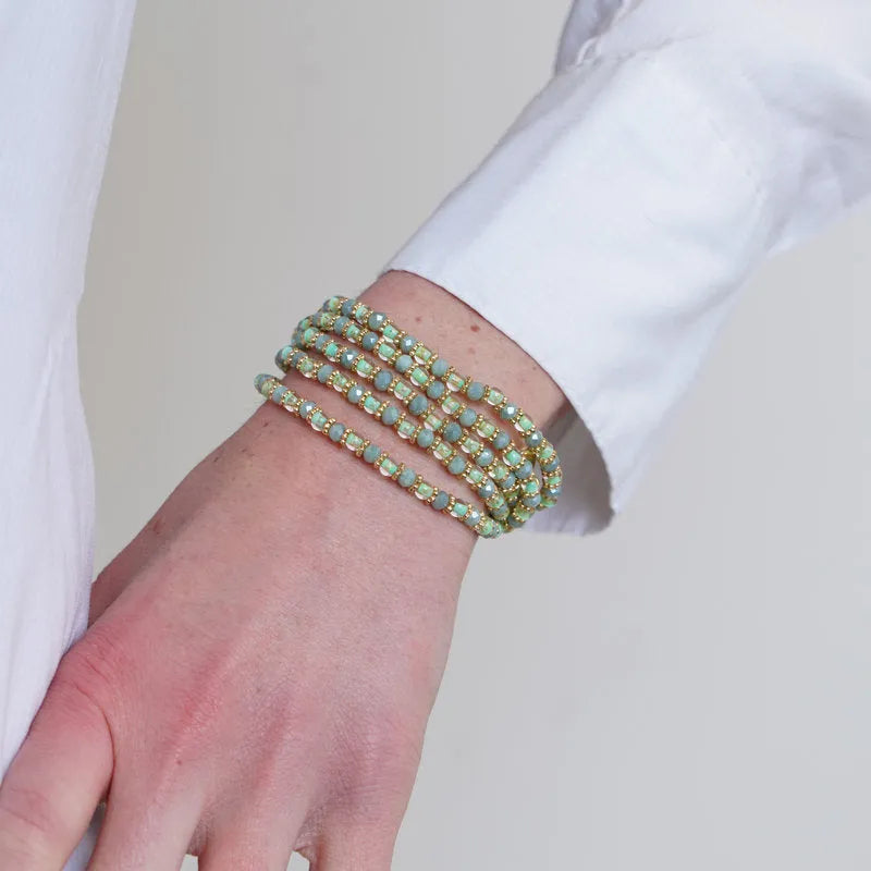 Bracciale in Metallo multifilo con cristalli verdi ispirati al vetro di Murano AMOVENEZIA - gioiello BySimon