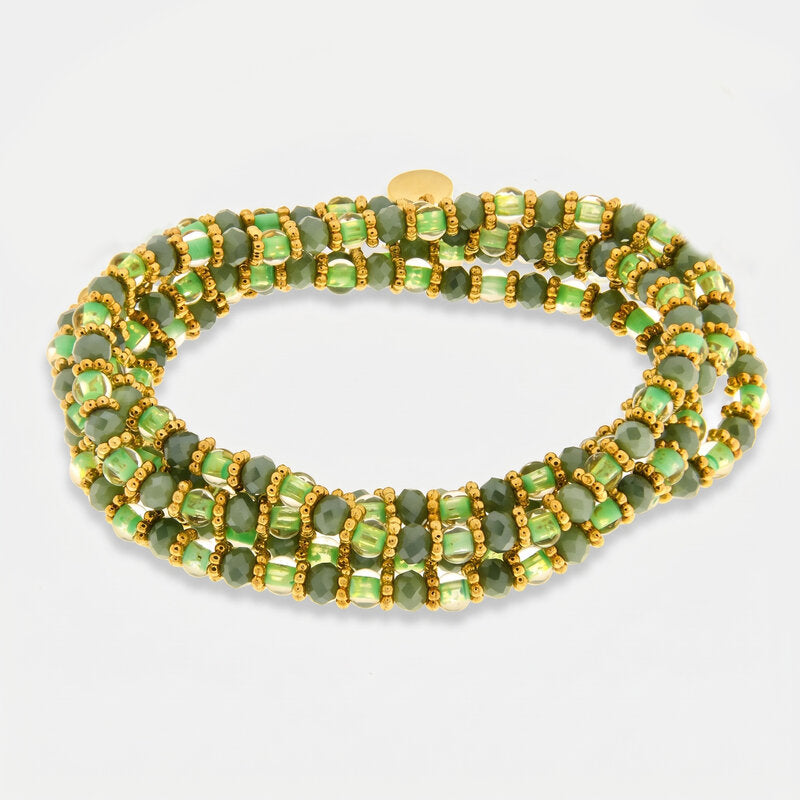 Bracciale in Metallo multifilo con cristalli verdi ispirati al vetro di Murano AMOVENEZIA - gioiello BySimon