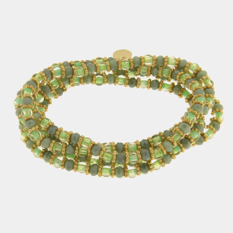 Bracciale in Metallo multifilo con cristalli verdi ispirati al vetro di Murano AMOVENEZIA - gioiello BySimon