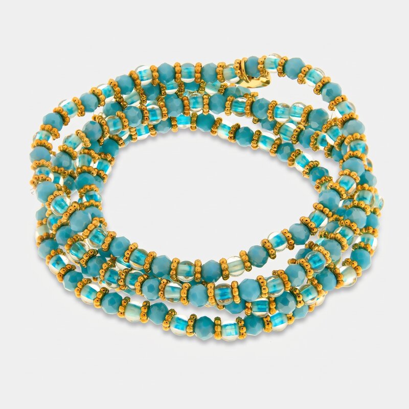 Bracciale in Metallo multifilo con cristalli verdi ispirati all'art glass - BYSIMON gioielli