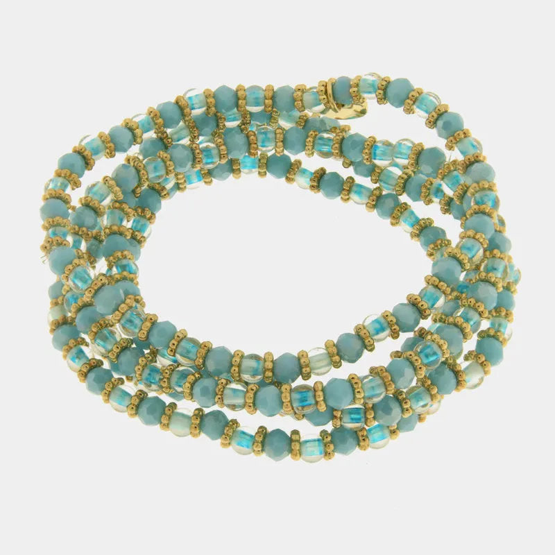 Bracciale in Metallo multifilo con cristalli verdi ispirati al vetro di Murano
