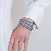 Bracciale in Metallo multifilo con cristalli blu ispirati al vetro di Murano