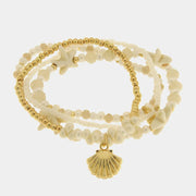 Bracciale in Metallo multifilo con cristalli e conchiglia