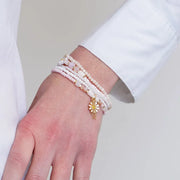 Bracciale in Metallo multifilo con cristalli rosa e margherita