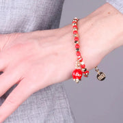 Bracciale in Metallo con sfere e campanella Capri rossa