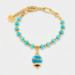 Bracciale in Metallo con sfere e campanella Capri turchese