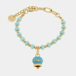 Bracciale in Metallo con sfere e campanella Capri turchese