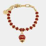 Bracciale in Metallo con sfere e campanella Capri rossa