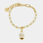 Bracciale in Metallo con sfere e campanella Capri bianca