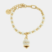 Bracciale in Metallo con sfere e campanella Capri bianca