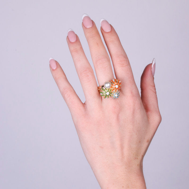 Anello in Metallo con ricci colorati - BYSIMON gioielli