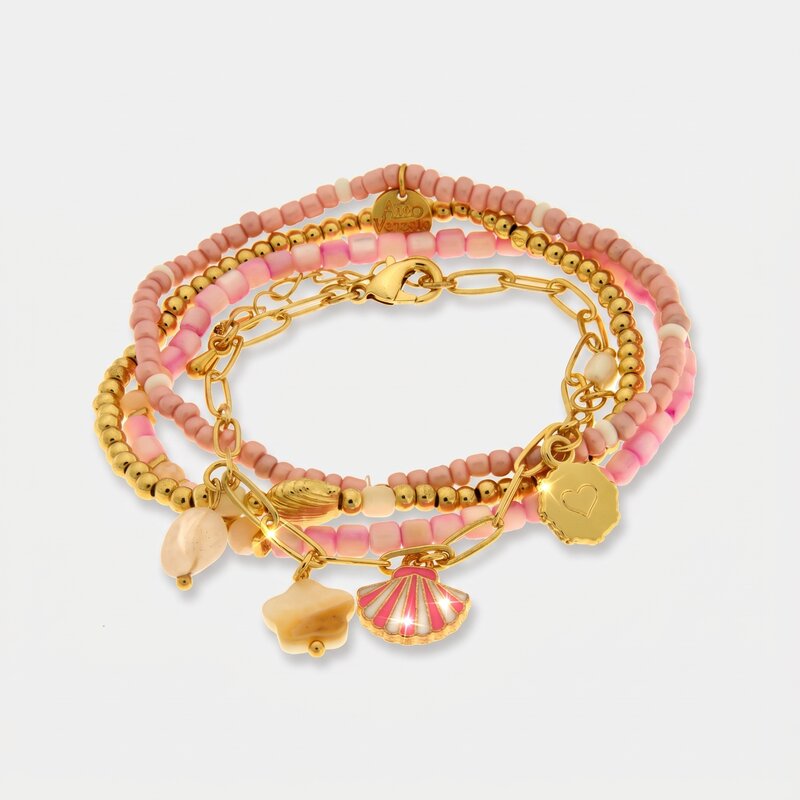Bracciale set rosa con conchiglie | collana conchiglia estate | BYSIMON