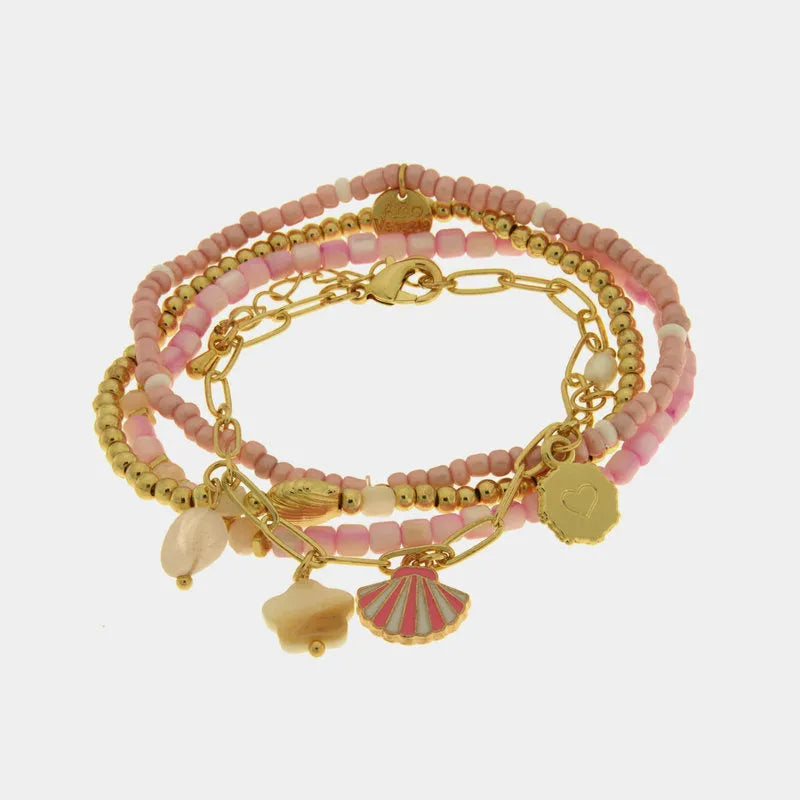 Bracciale in Metallo set rosa con conchiglie AMOVENEZIA - gioiello BySimon