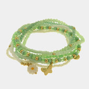 Bracciale in Metallo set verde e bianco con farfalla e margherita