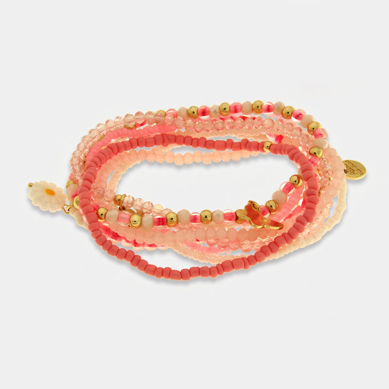 Bracciale in Metallo set rosa con margherita - BYSIMON gioielli