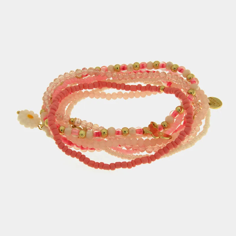 Bracciale in Metallo set rosa con margherita
