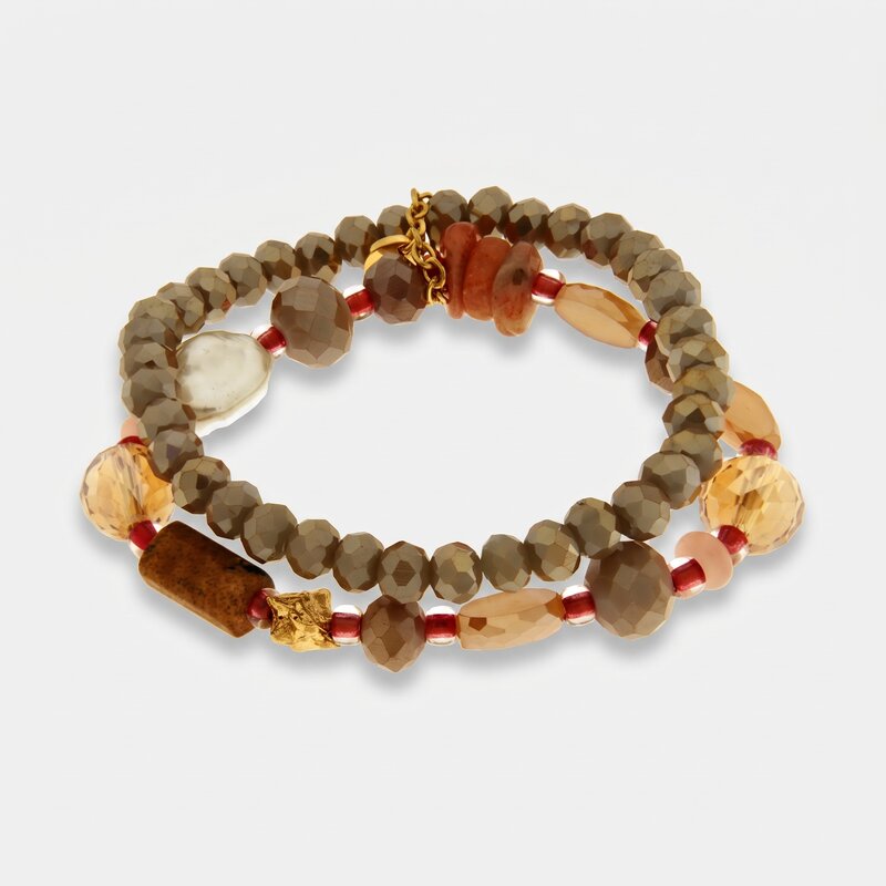 Bracciale in Metallo set con cristalli grigi e rossi - BYSIMON gioielli