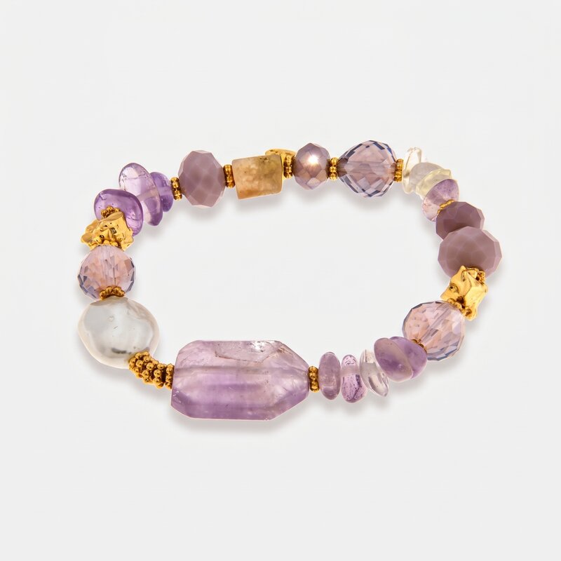 Bracciale in Metallo elastico con cristalli rosa - BYSIMON gioielli