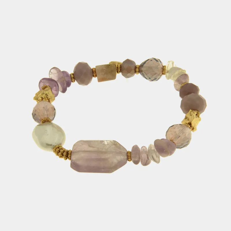 Bracciale in Metallo elastico con cristalli rosa - BYSIMON gioielli