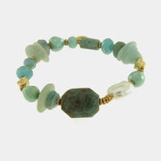 Bracciale in Metallo elastico con cristalli verdi