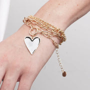 Bracciale in Metallo multicatena con cuore nero