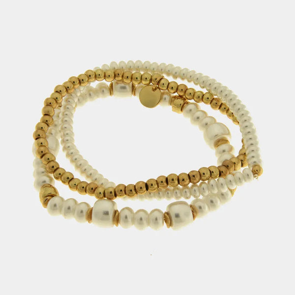 Bracciale in Metallo set con perle - BYSIMON gioielli