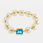 Bracciale in Metallo con perle e cristallo azzurro - BYSIMON gioielli