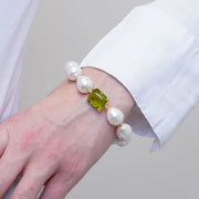 Bracciale in Metallo con perle e cristallo verde
