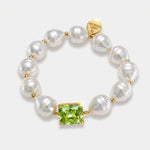 Bracciale in Metallo con perle e cristallo verde - BYSIMON gioielli
