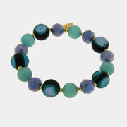 Bracciale in Metallo cristalli di Murano blu e verdi