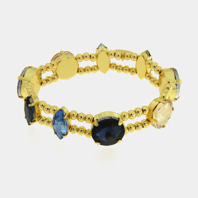 Bracciale in Metallo multifilo con cristalli blu