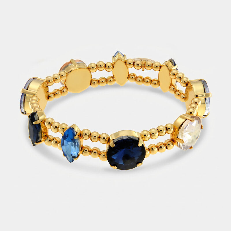 Bracciale in Metallo multifilo con cristalli blu - BYSIMON gioielli