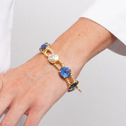 Bracciale in Metallo multifilo con cristalli blu